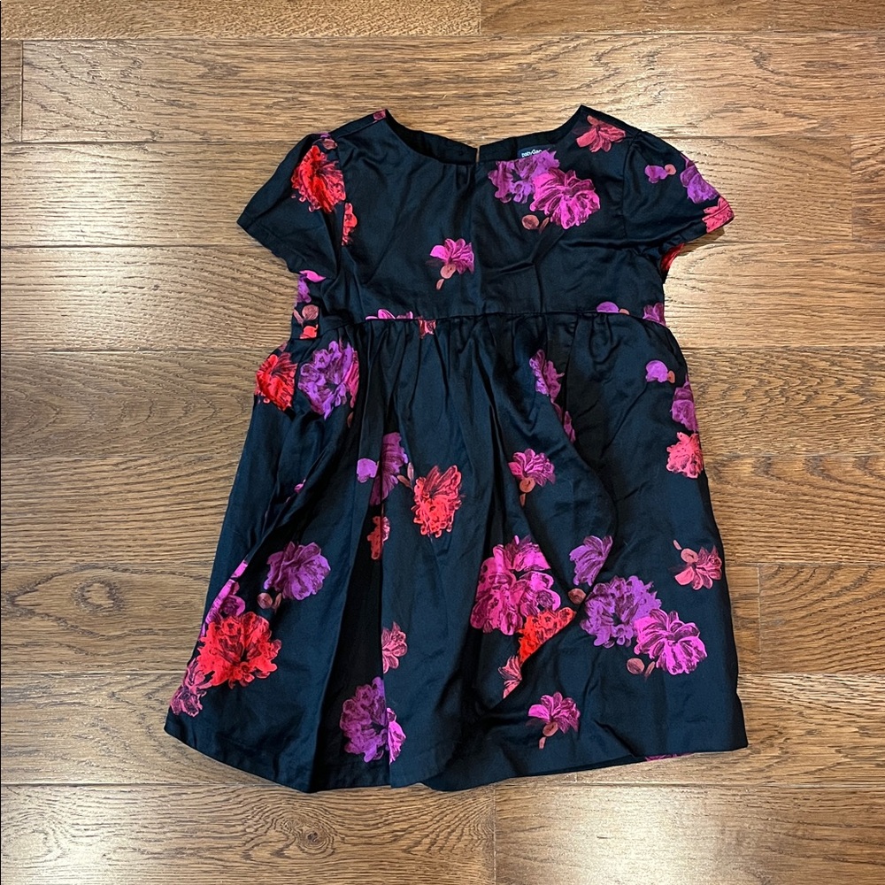 GAP Kids Casual Dress - Black with Red and Purple Floral